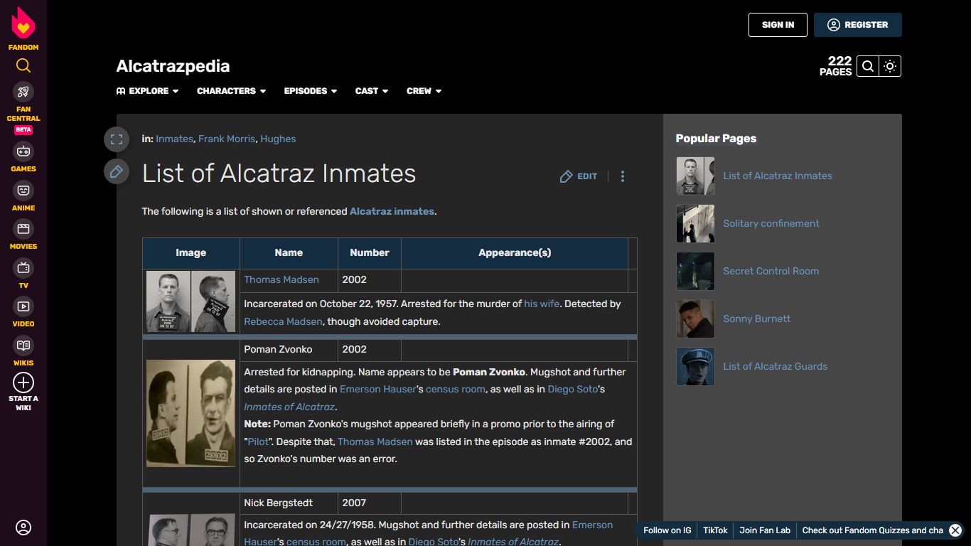 List of Alcatraz Inmates | Alcatraz Wiki | Fandom